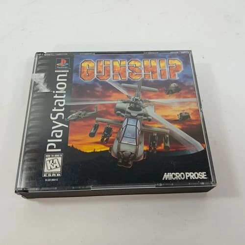 Gunship PS1 PlayStation 1 Complete CIB W/ Manual. Tested Black Label