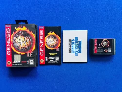 NBA Jam T.E. Tournament Edition Game Sega Genesis CIB Complete Case Manual Cart