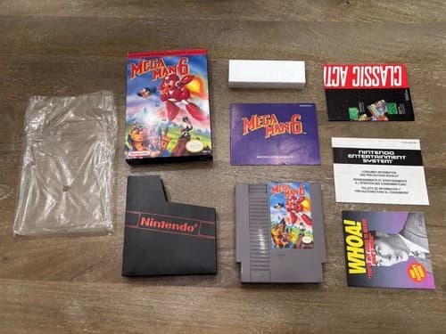 Mega Man 6 Nintendo NES Complete Box Cart Manual Inserts Baggies Free Shipping