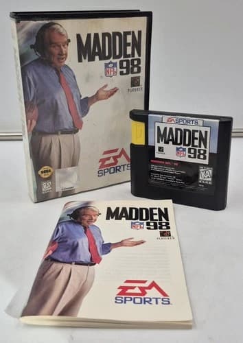 MADDEN NFL 98 SEGA GENESIS VIDEO GAME CIB COMPLETE WITH ORIGINAL CASE AND MANUAL
