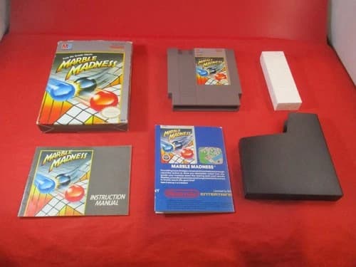 Marble Madness (Nintendo NES, 1989) COMPLETE w/ Box manual game WORKS! #S
