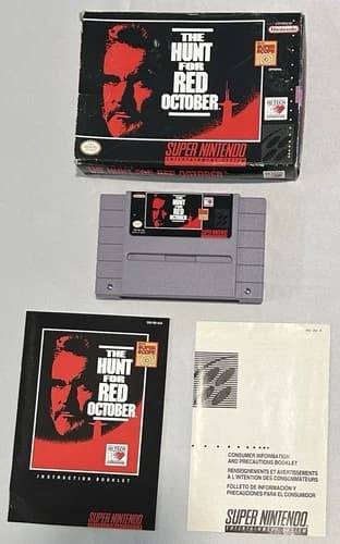 Super Nintendo SNES: Hunt For Red October with Box and Manual
