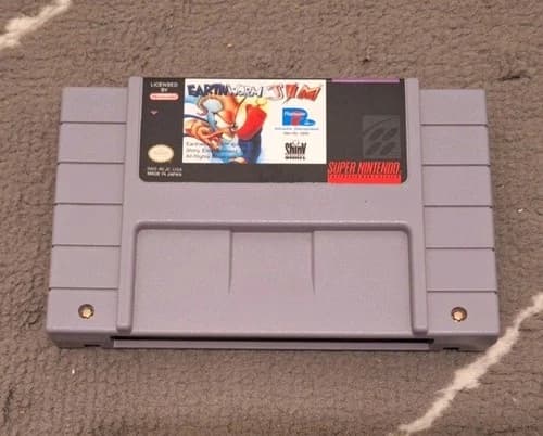 Earthworm Jim SNES Original Game, Super Nintendo Entertainment System, 1994