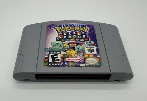 POKEMON PUZZLE LEAGUE NINTENDO 64 N64 BLOCKBUSTER CART TESTED WORKS AUTHENTIC