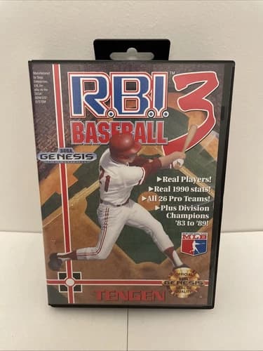 R.B.I. Baseball 3 (Sega Genesis, 1991) Complete And Tested Authentic