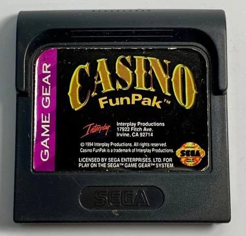 Casino FunPak Game Cartridge Sega Game Gear