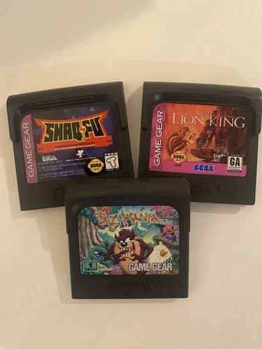 Sega Game Gear Retro Games 3 Pack w/ Cases | Shaq-Fu | Lion King | Taz-Mania
