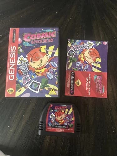 Sega Genesis Game Cosmic Spacehead CIB Complete In Box A