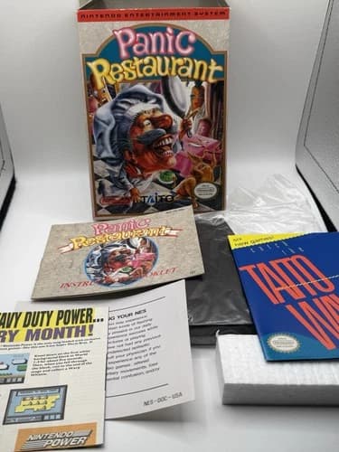 Panic Restaurant (NES, 1992) Authentic Box and Manual with All Inserts Read