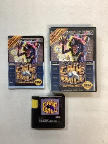 Crüe Ball: Heavy Metal Pinball (Sega Genesis, 1992) CIB with Manual B