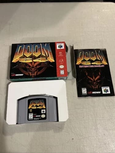 1997 NINTENDO 64 N64 DOOM 64 W/ BOX MANUAL CART TESTED
