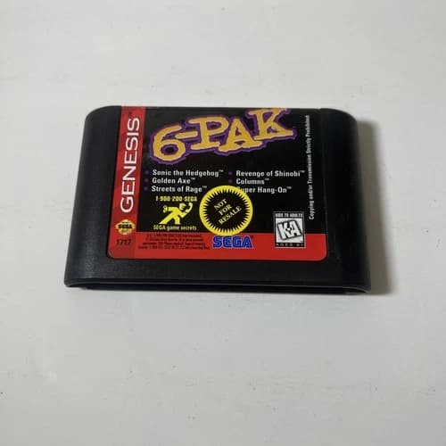 SEGA 6-Pak Compilation Sega Genesis Sonic Streets of Rage Golden Axe Cartridge