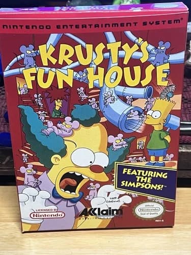 Krusty's Fun House Nintendo NES Complete In Box CIB Game Box Manual Simpsons
