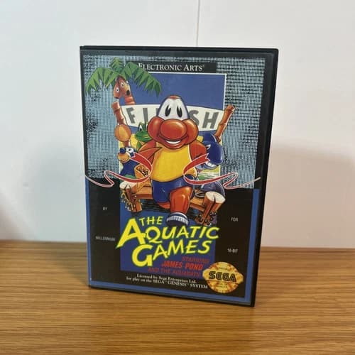 The Aquatic Games Starring James Pond Sega Genesis 1992 Complete CIB (Ex)
