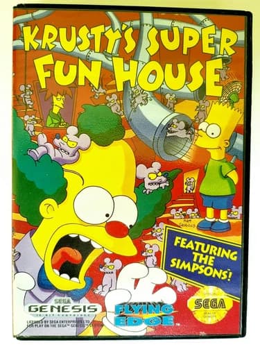 Krusty's Super Fun House Featuring The Simpsons (1994) Sega Genesis COMPLETE