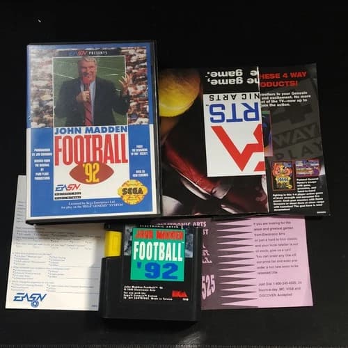 JOHN MADDEN FOOTBALL '92 (Sega Genesis, 1992) - Tested, Complete CIB