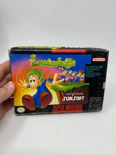 Lemmings (Super Nintendo Entertainment System, 1992) Complete W/ Box, Manual Etc