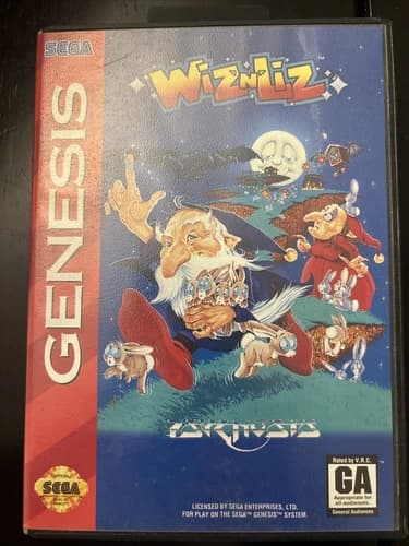 Wiz 'n' Liz Sega Genesis, Game Box AND Manual