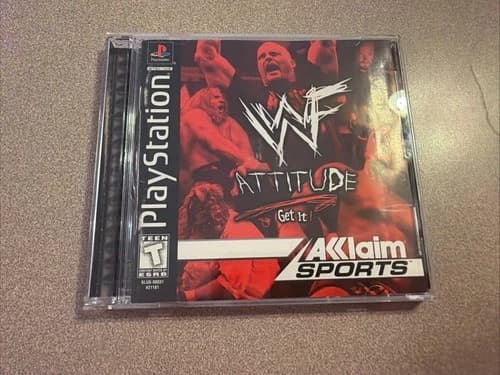 WWF Attitude Playstation PS1 Video Game Complete Team Akklaim Sports Multiplayer
