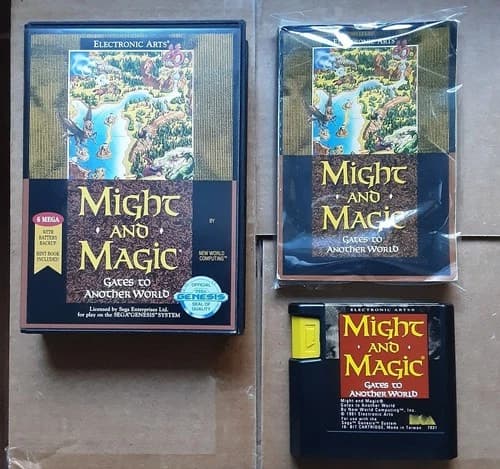 Sega Genesis - Might and Magic Gates to another (Box, manual, game cartridge)