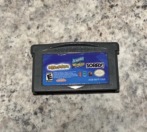 Sorry/Aggravation/Scrabble Junior Nintendo Game Boy Advance GBA 2005