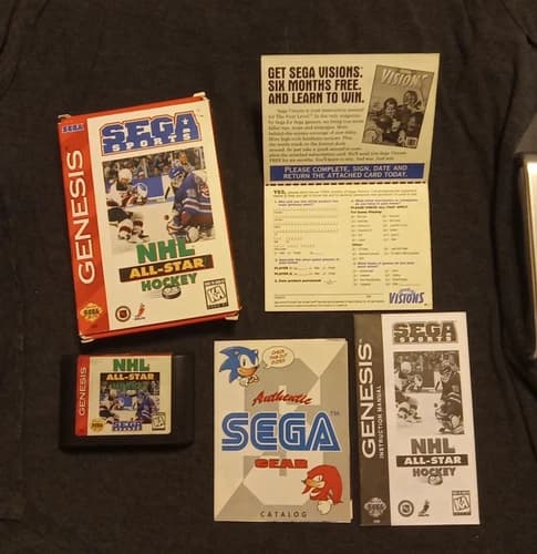 NHL All-Star Hockey 95 (Sega Genesis, 1995) CIB Manual Reg Card Paper Box Insert