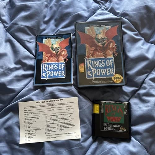 Sega Genesis Rings of Power Game Box and Manual Electronic Arts