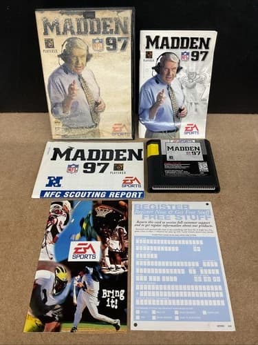 1996 Madden NFL 97 Sega Genesis Complete W/Manual Scouting Report Reg Card