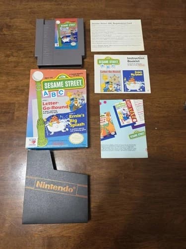 Sesame Street ABC Letter-go-Round/Ernie’s Big Splash Nintendo NES CIB - NICE!!