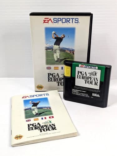 PGA European Tour (Sega Genesis, 1994) Complete w/ Manual CIB Tested