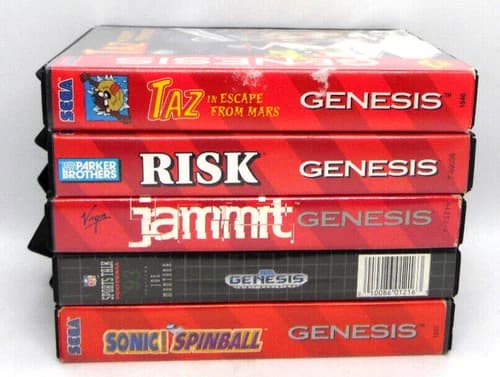 Sega Genesis Games Taz, Risk, Jammit, SPorts Talk Football 93, Sonic Spinball