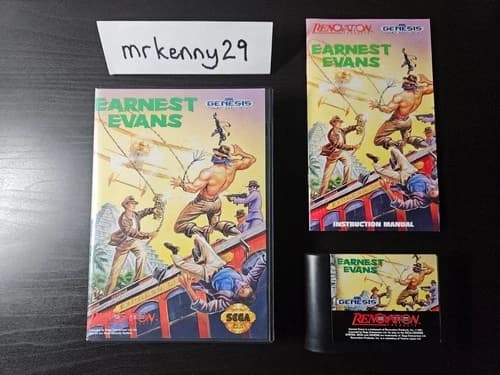 Earnest Evans (Sega Genesis, 1992) with Box and Manual