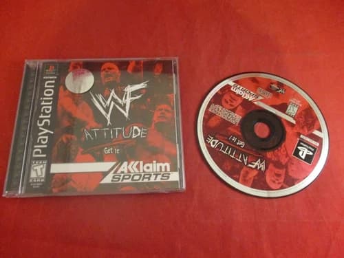 WWF Attitude (Sony PlayStation 1, 1999) PS1 COMPLETE w/ Case manual disc
