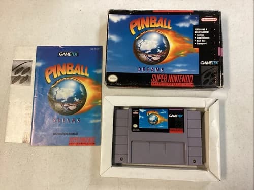 Pinball Dreams (SNES, 1994) CIB MANUAL AND INSERTS Tested