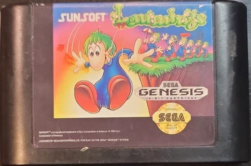 Sunsoft Lemmings Sega Genesis 1992 Tested Puzzle Game Cartridge