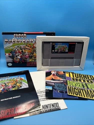 Super Mario Kart Super Nintendo SNES 1992 Original Manual Complete CIB