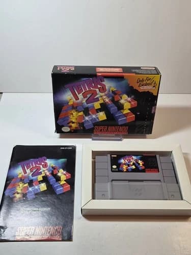 SNES Tetris 2 Super Nintendo 1994 Complete Manual Box CIB Good Condition