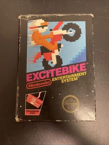 Excitebike (Nintendo NES, 1985) CIB Complete with Box Tested WORKING retro Game