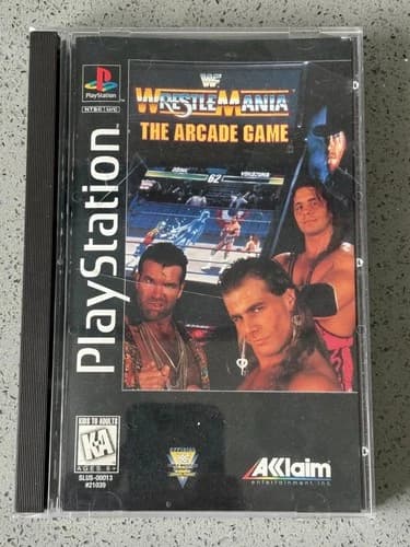 WWF WRESTLEMANIA: THE ARCADE GAME SONY PLAYSTATION PS1 COMPLETE W/ LONGBOX CASE