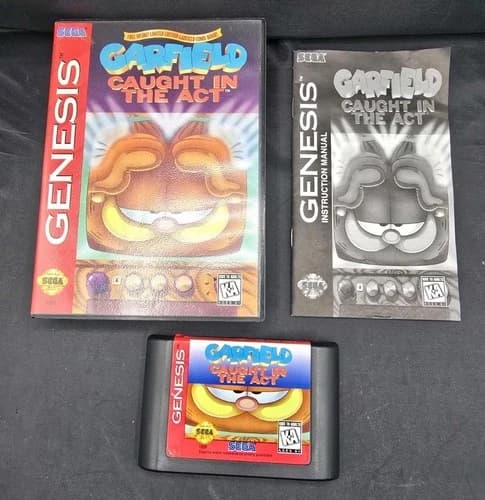 Garfield Caught in the Act (Sega Genesis) Complete CIB Game Case Manual Tested