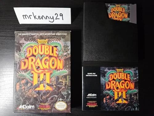 Double Dragon III 3: The Sacred Stones (Nintendo NES, 1991) with Box and Manual