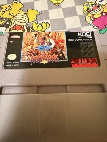 Uncharted Waters New Horizons 1993 SNES Cartridge Only Tested Authentic