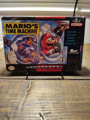 Snes Game Marios Time Machine Super Nintendo Complete In Box CIB