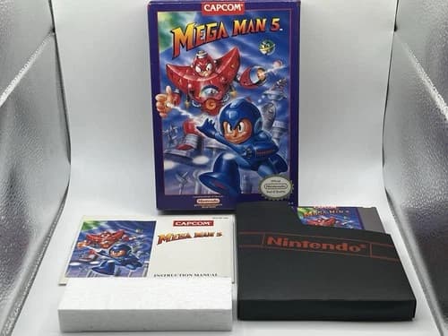 Mega Man 5 ( Nintendo ) NES CIB Complete - Great Condition - Authentic - TESTED