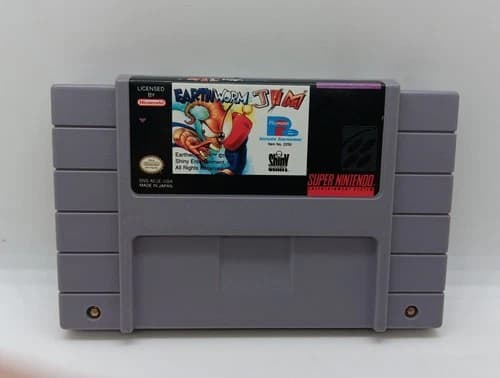 Earthworm Jim SNES Original Game, Super Nintendo Entertainment System, 1994