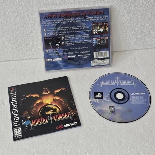 PS1 Mortal Kombat 4 (Sony PlayStation 1 1997) Black Label Complete CIB Manual