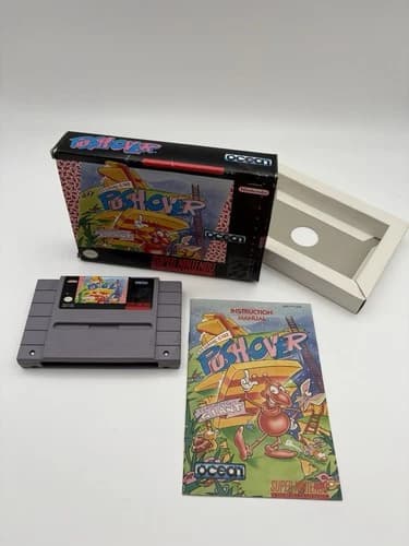 Push Over Nintendo SNES Super Nintendo CIB W/ Manual BOX HAS WEAR - Tested