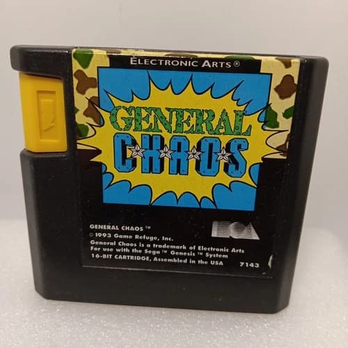 Used Video Game General Chaos Sega Genesis 1993 Authentic Game Cartridge LQQK