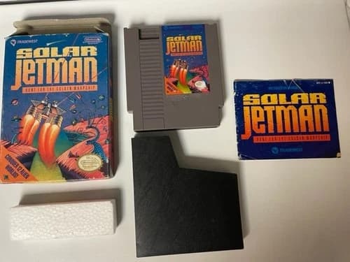 Solar Jetman: Hunt For The Golden Warship (Nintendo NES, 1989) CIB box manual