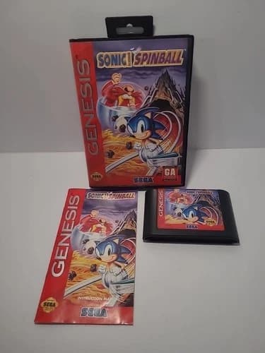 Sonic Spinball (Sega Genesis, 1993) Authentic Complete Blockbuster Video BA